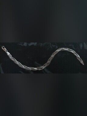 925 Italy Braided Silver-Tone Chain Bracelet